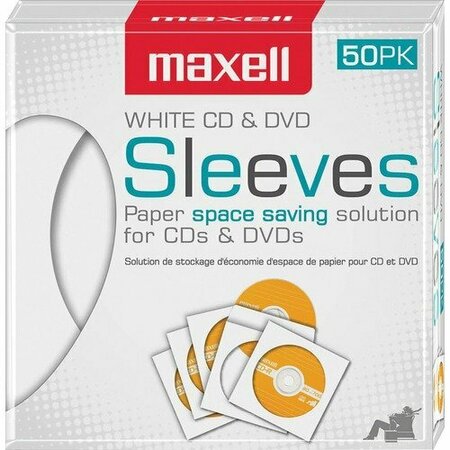 MAXELL SLEEVES, CD/DVD, WHITE, 50PK MAX190135